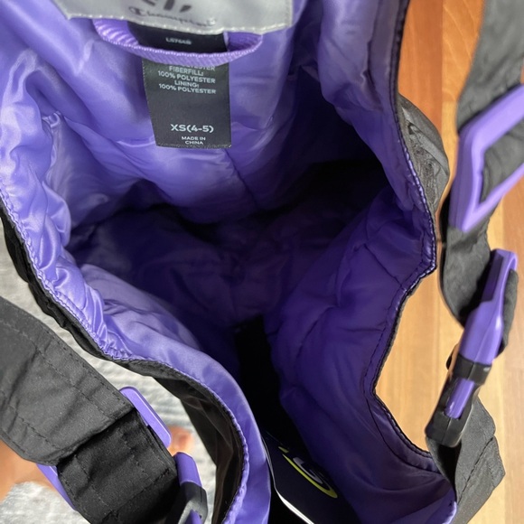 Kids Black Snow Bib Overalls Size XS 4-5 - Picture 4 of 9